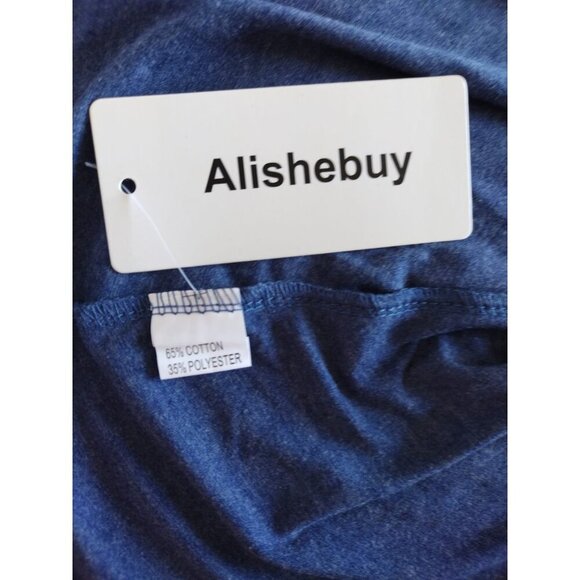 Alishebuy Long Sleeve Blue Top With Smocked Cuffs & V-Neckline.NWT - Picture 4 of 7